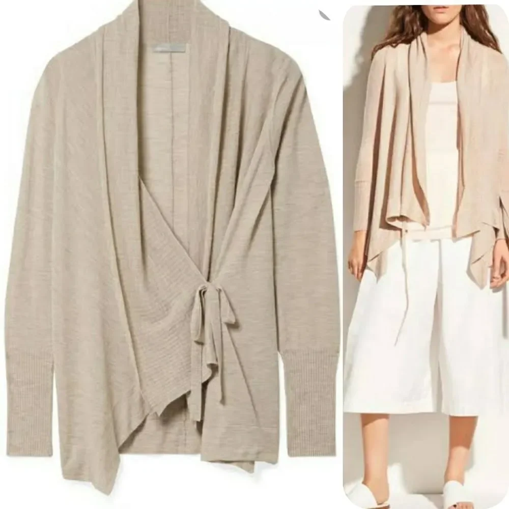 Vince Drape Front Wool And Cashmere Cardig… - Picture 2 of 10